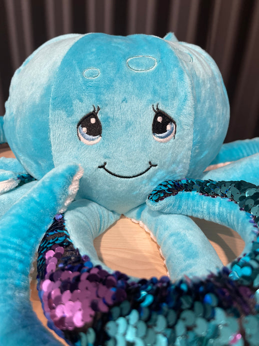 Octa Blue peluche en pieuvre de couleur bleu lourde et sensorielle