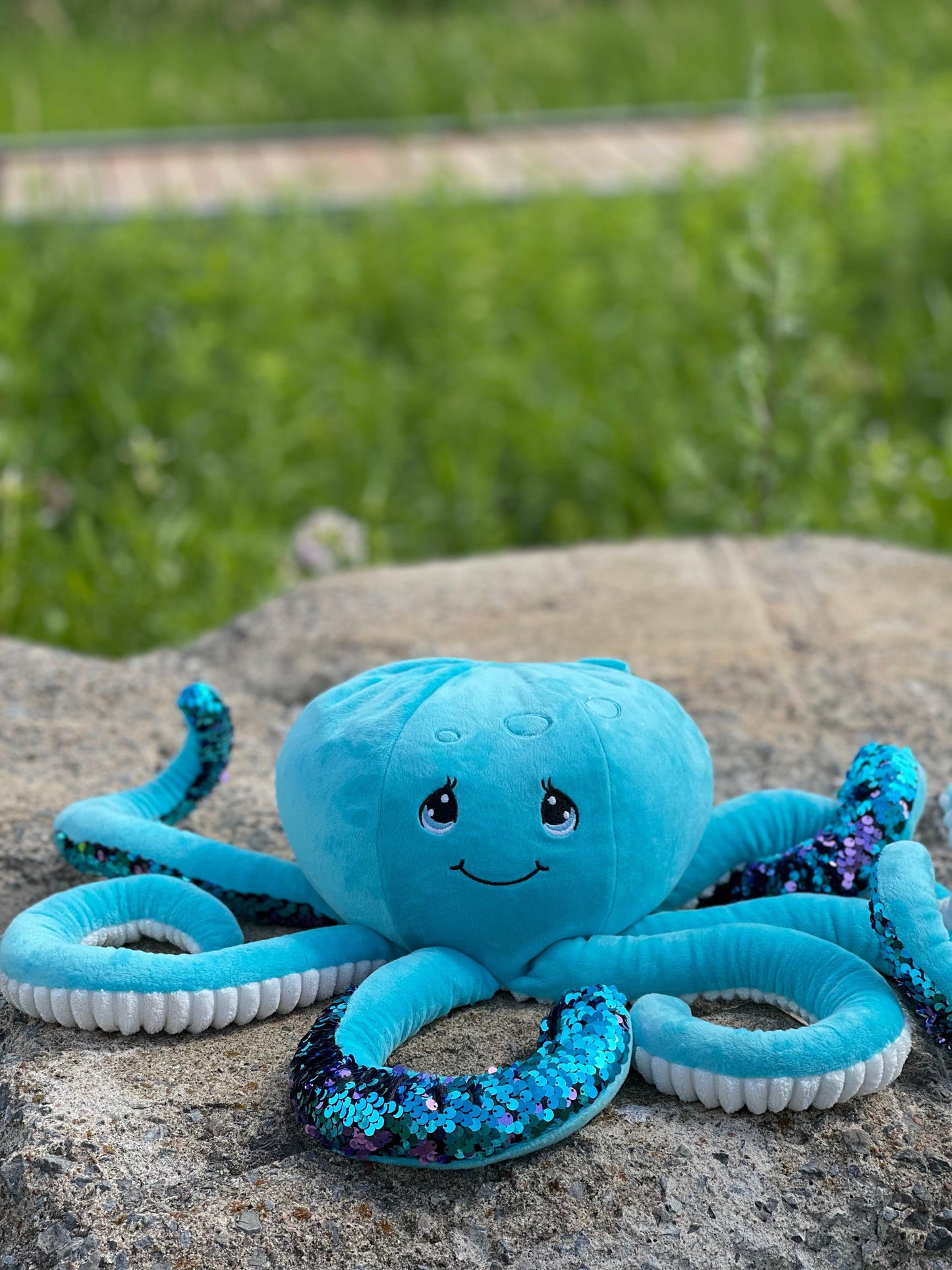 Octa Blue peluche en pieuvre de couleur bleu lourde et sensorielle