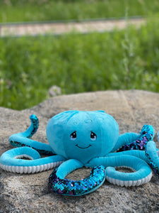 Octa Blue peluche en pieuvre de couleur bleu lourde et sensorielle