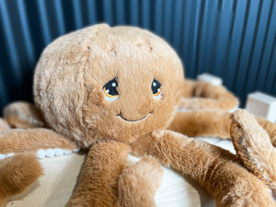 Octamiel peluche en pieuvre de couleur caramel lourde et sensorielle